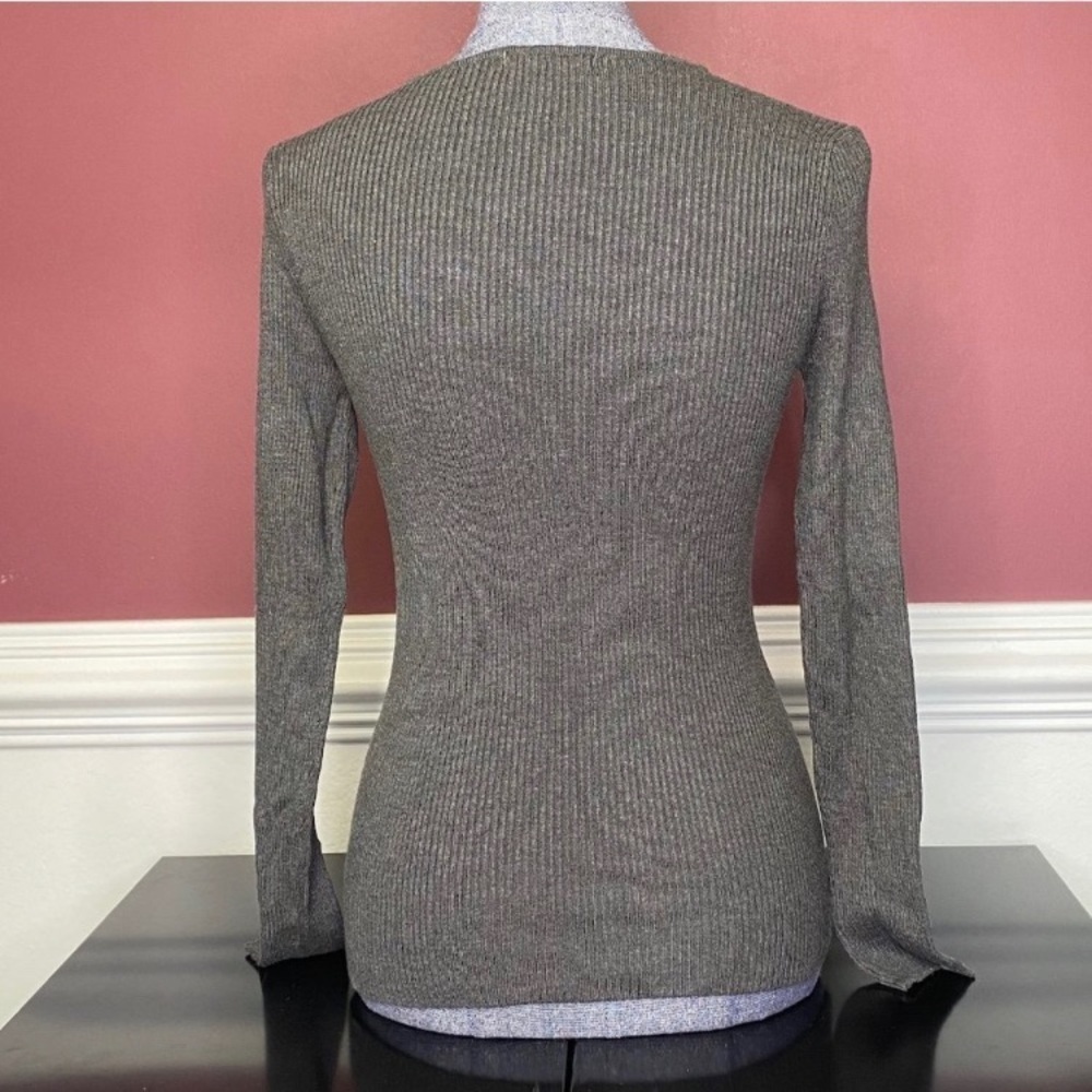 Hyped Unicorn gray v-neck bodycon sweater Large - Picture 2 of 4